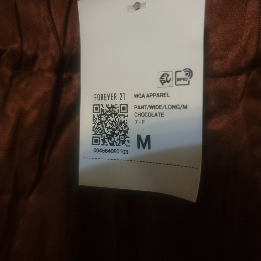 Misses Sz M Forever 21 NWT Brown Silky Pants Wide Leg - Picture 2 of 7